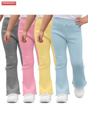 Toddler Girls Cotton Flare Bell Bottom Pants 4-Pack